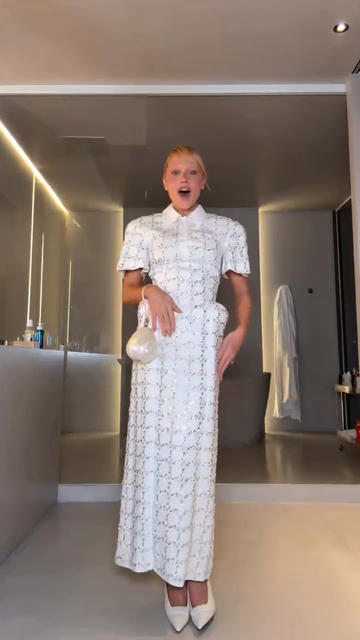 White Lace Midi Dress with Shirt Collar