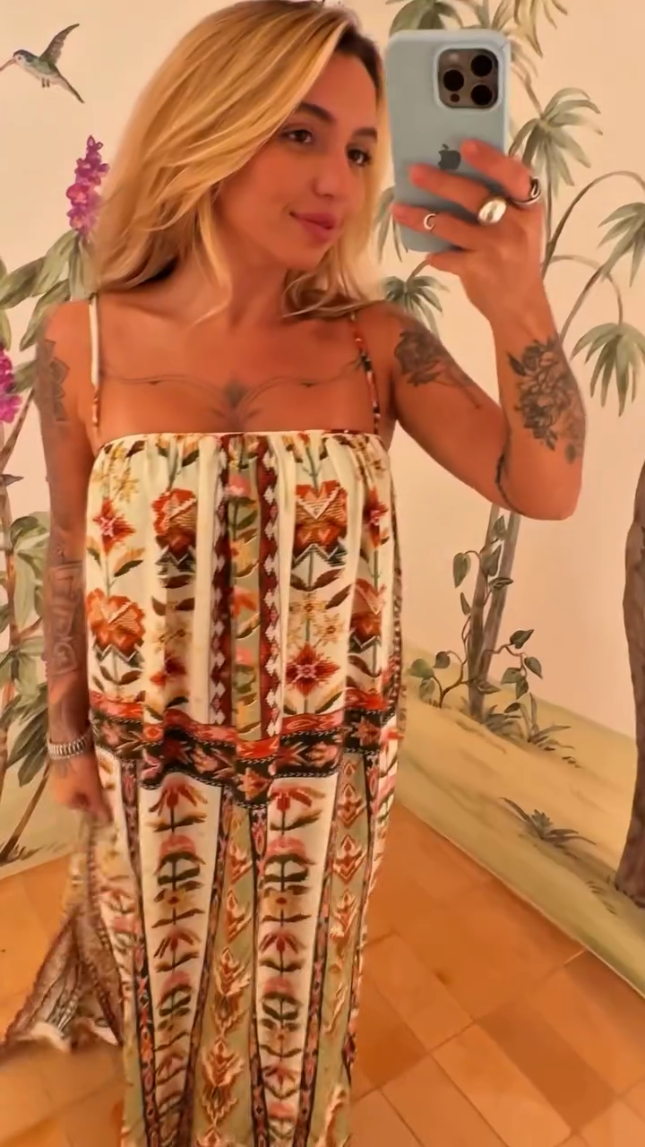 Bohemian Printed Strapless Maxi Dress