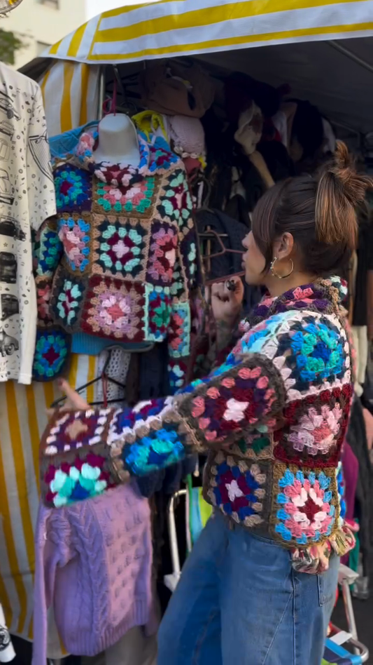 Colorful Granny Square Crochet Sweater