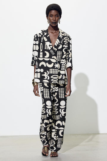 Black and White Abstract Print Matching Set