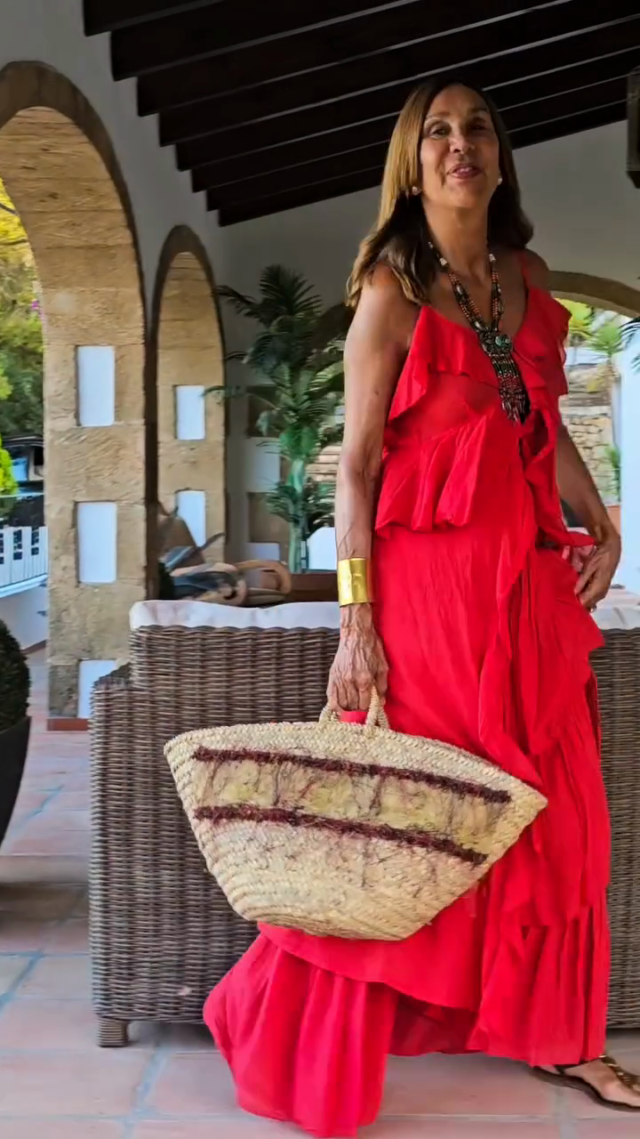 Red Tiered Ruffle Maxi Dress