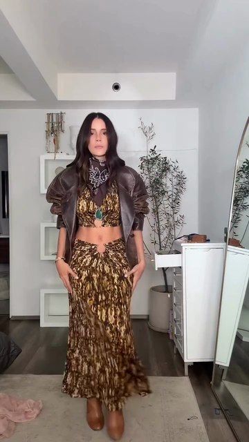 Leopard Print Cutout Maxi Skirt