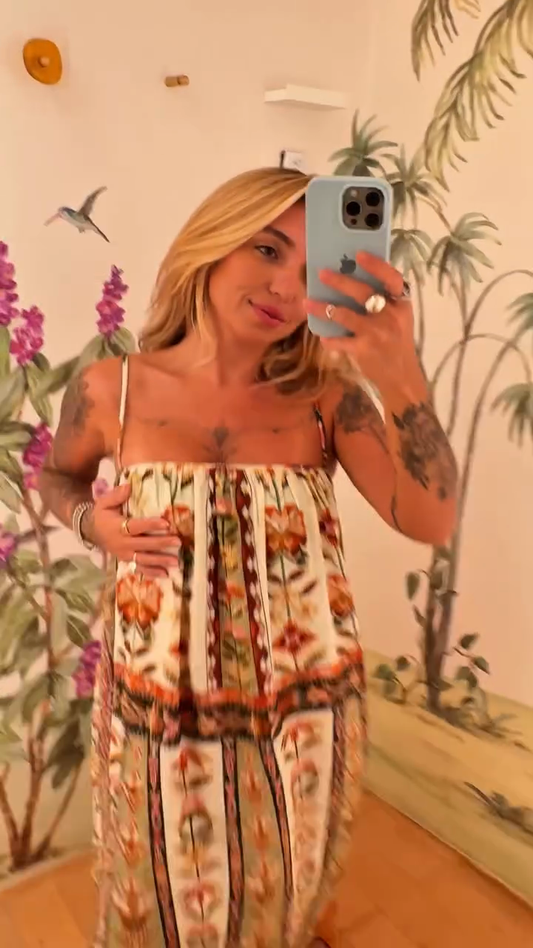 Bohemian Printed Strapless Maxi Dress