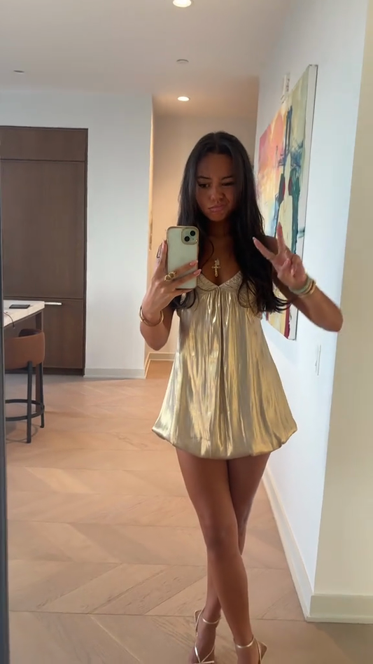 Gold Satin Babydoll Dress