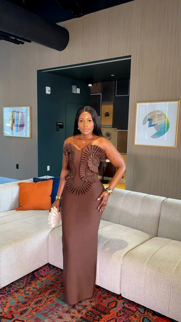 Ruffled Strapless Maxi Evening Dress