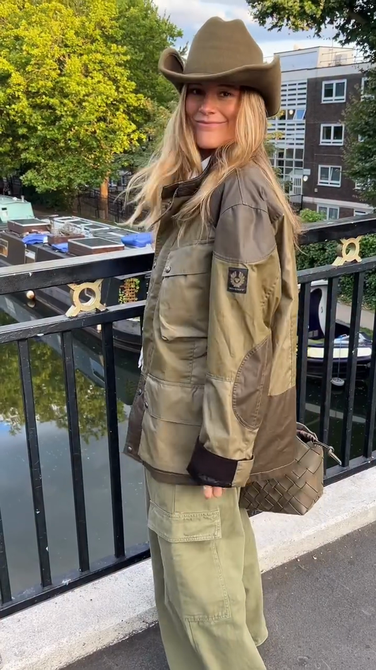 Olive Green Utility - Style Patchwork Jacket