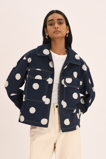 Polka Dot Denim Jacket