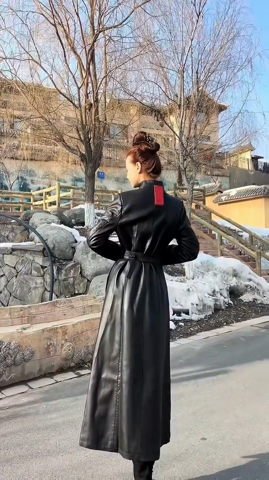 Black Leather Trench Coat
