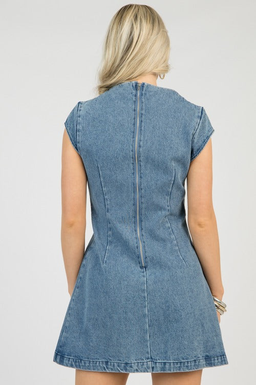 Denim Cap - Sleeve Mini Dress