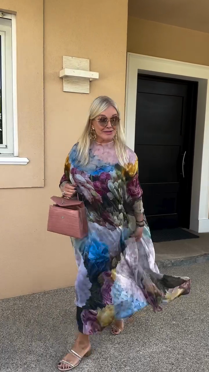 Floral - Printed Sheer Kaftan Dress