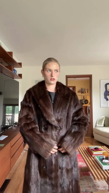 Brown Double - Breasted Fur Coat