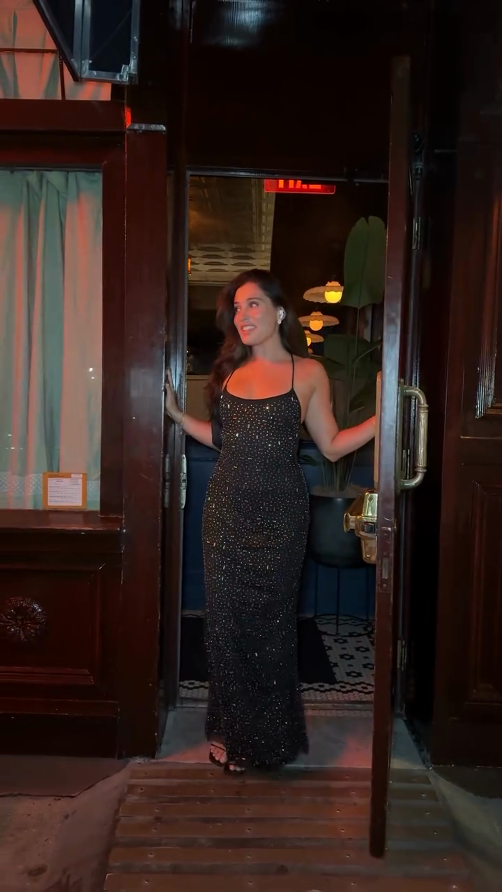 Black Sequin - Embellished Cut - Out Back Maxi Dress