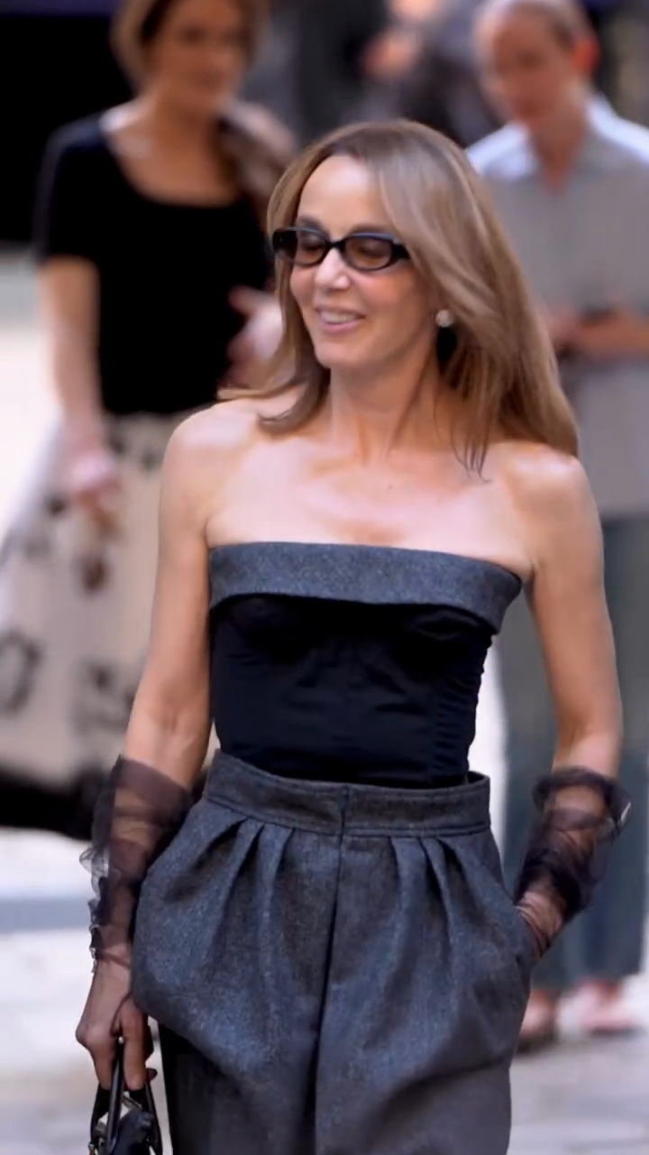 Black Off - the - Shoulder Top and Grey High - Waisted Pants Set