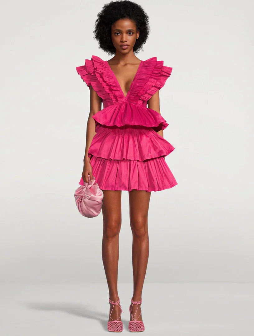 Hot Pink Ruffled Mini Dress