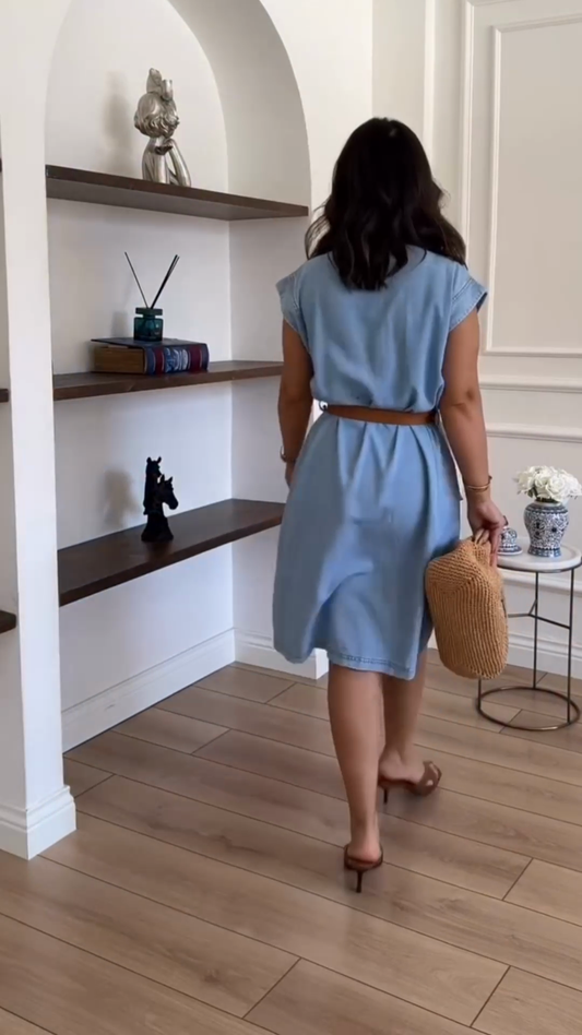 Light Blue Denim Shirt Dress