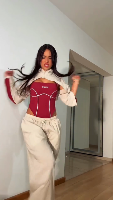 Beige and Red Athleisure Co - ord Set