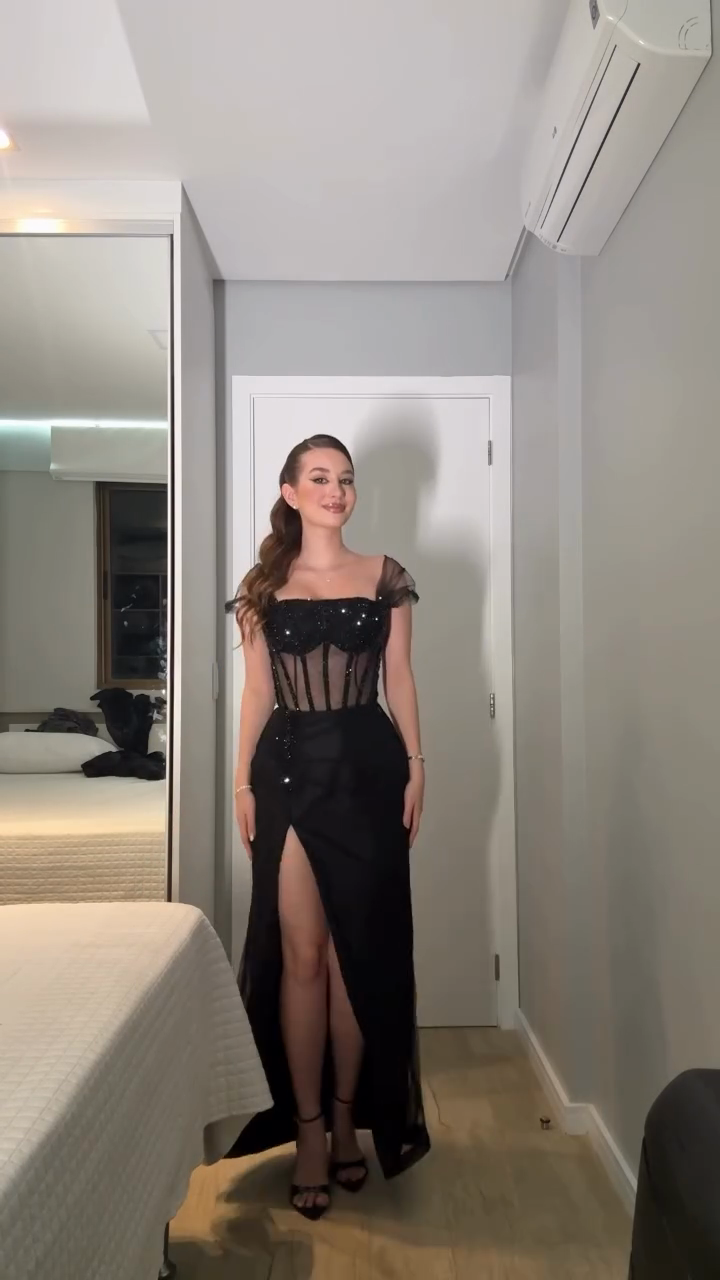 Black Sheer Corset - Style Maxi Dress