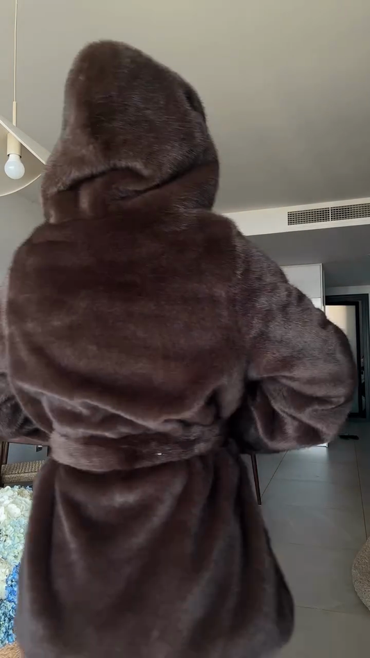 Brown Faux Fur Hooded Coat