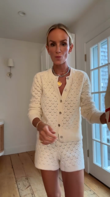 White Knit Cardigan and Shorts Set