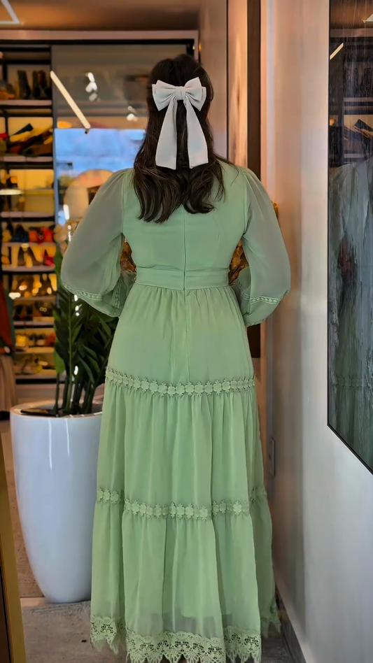 Light Green Embroidered Maxi Dress
