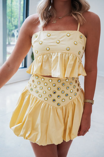 Yellow Embellished Two - Piece Set