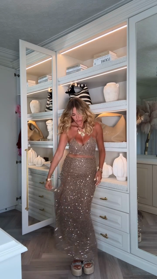 Gold Sequin Skirt Set