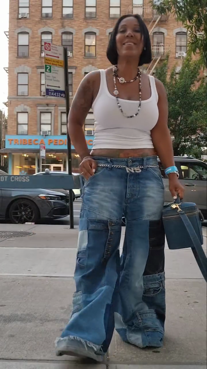 Patchwork Wide - Leg Jeans