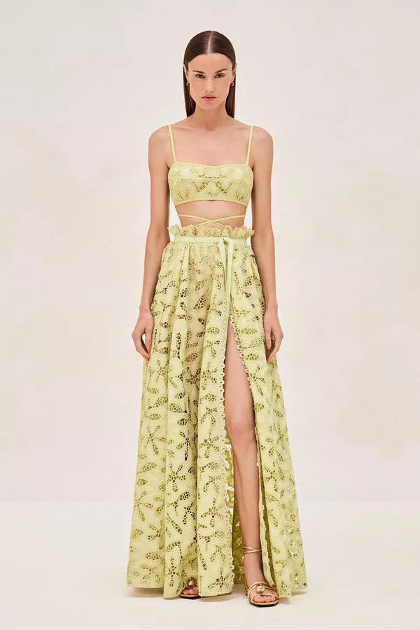 Lime Green Lace Two - Piece Set
