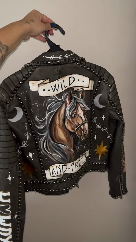 Embellished Leather Cropped Jacket