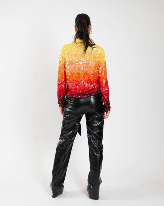 Gradient Sequin Zip - Up Jacket