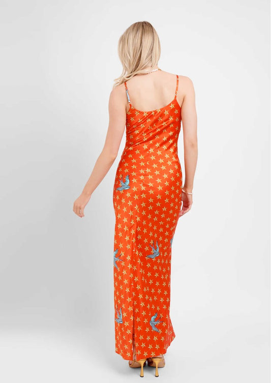 Orange Star - Print Slip Maxi Dress
