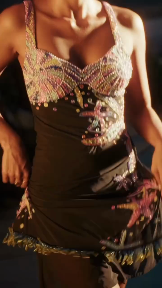 Colorful Embellished Beaded Mini Dress