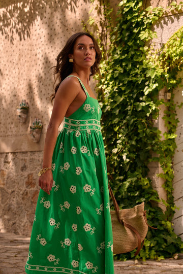 Green Embroidered Sundress