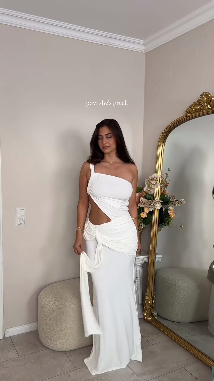 White One - shoulder Cut - out Maxi Dress