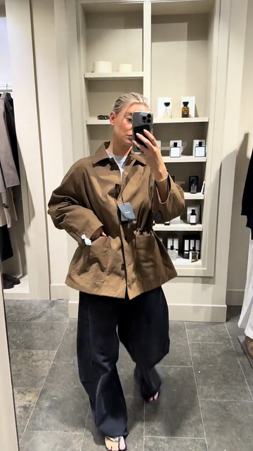 Brown Drawstring Waist Utility Jacket