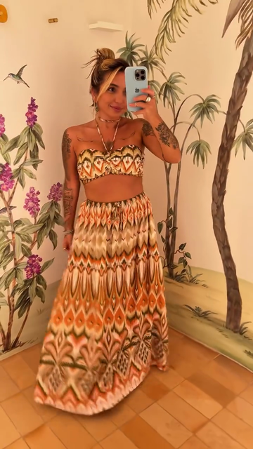 Bohemian Ikat - Patterned Bandeau Top & Maxi Skirt Set