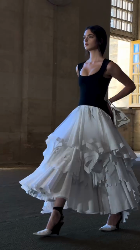 Asymmetric Tiered Maxi Dress