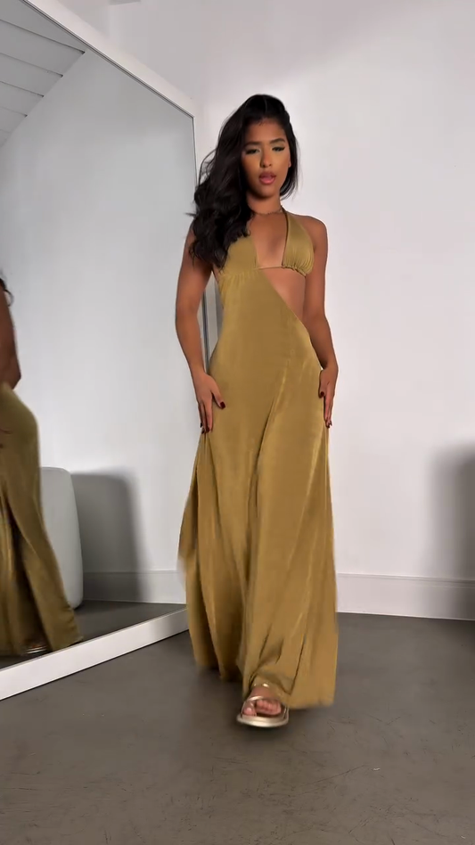 Halter Neck Cut - Out Maxi Dress