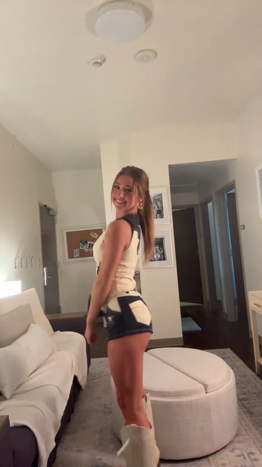 Western - Inspired Sleeveless Corset Top and Denim Shorts Set