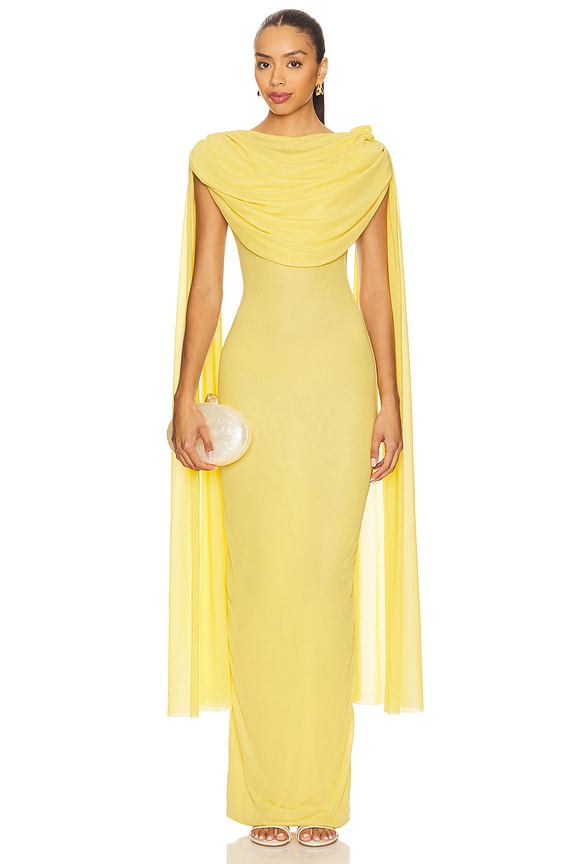 yellow shawl dress
