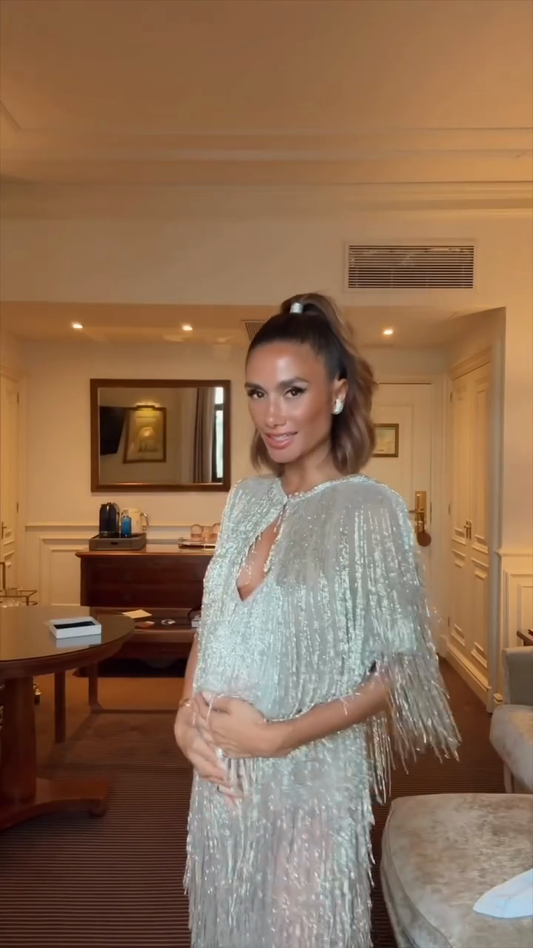 Gold Fringe Embellished Evening Set