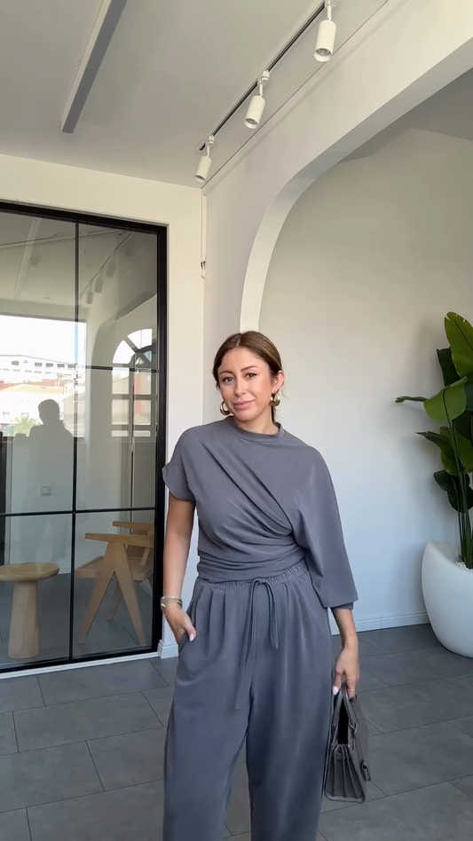 Asymmetric Top and Trousers Set