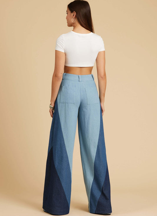 Color - Blocked Wide - Leg Jeans