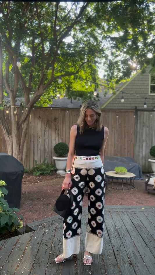 Embroidered Flared Trousers