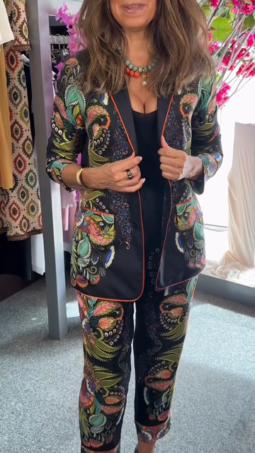Floral - Printed Blazer and Pants Set