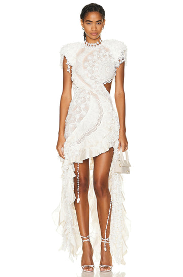 White Lace Asymmetric Dress