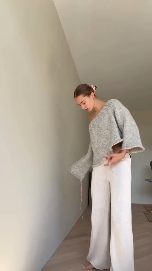 White Wide - Leg Knit Trousers