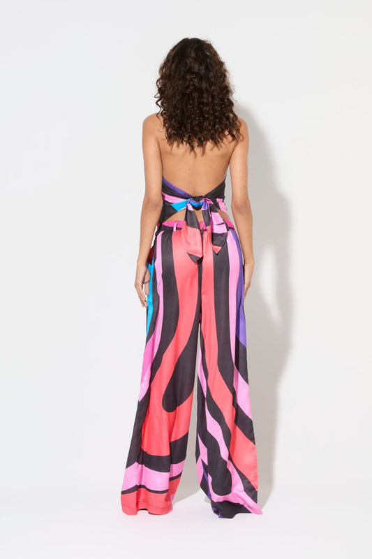 Halter - neck Color - Blocked Jumpsuit