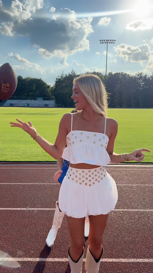 White Stud - Embellished Two - Piece Set