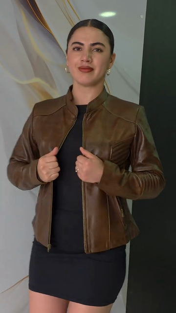 Brown Leather Moto Jacket